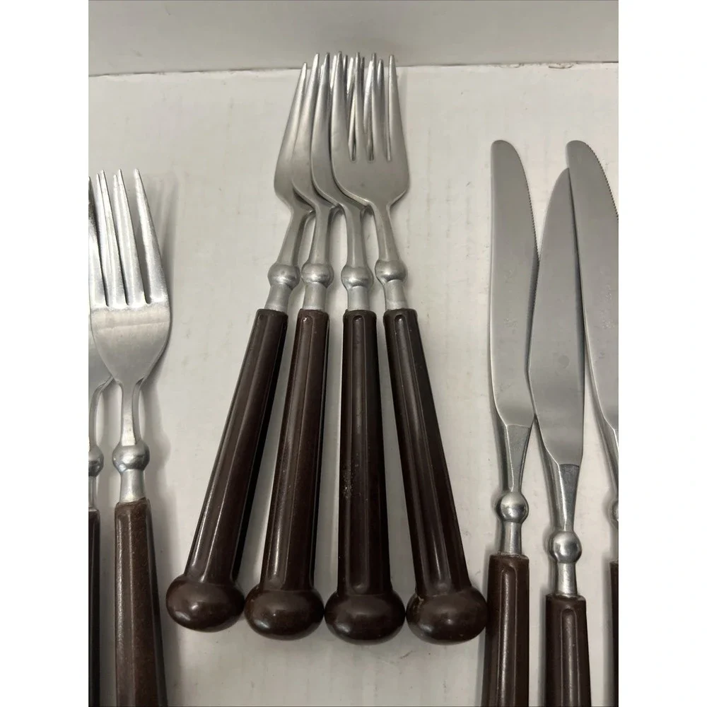 Oxford Hall Stainless Japan Brown Handles Flatware 20 Piece Replacement Set